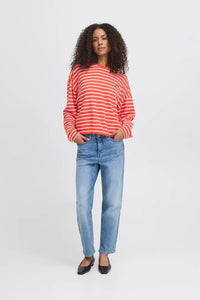Ichi Striped Long Sleeve Sweatshirt