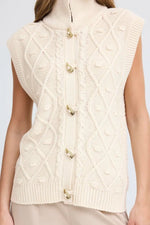 Load image into Gallery viewer, Ichi Cable Knit Toggle Sweater Vest
