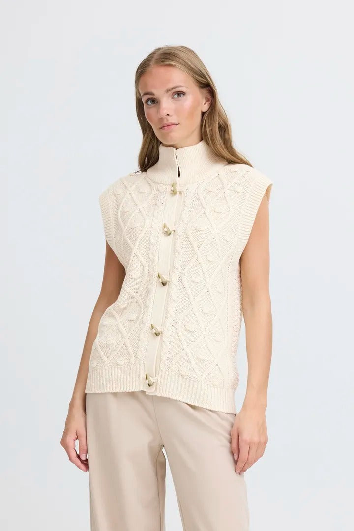 Ichi Cable Knit Toggle Sweater Vest