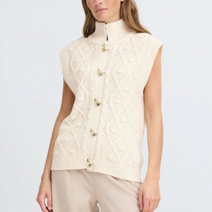 Ichi Cable Knit Toggle Sweater Vest