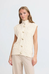 Ichi Cable Knit Toggle Sweater Vest
