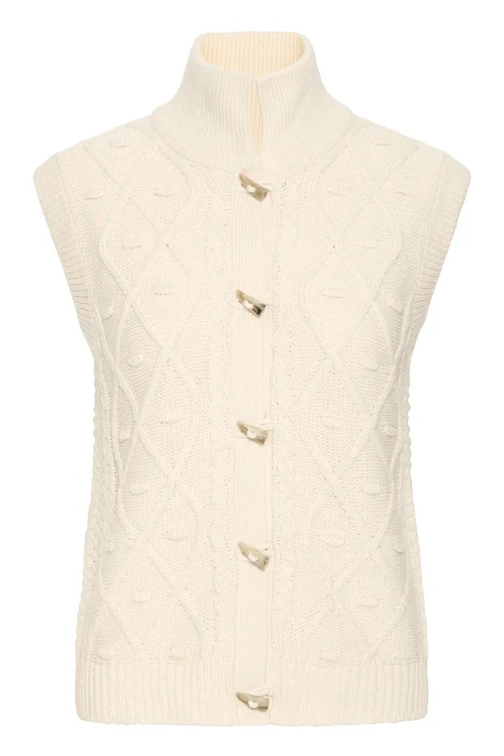Ichi Cable Knit Toggle Sweater Vest