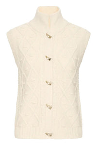 Ichi Cable Knit Toggle Sweater Vest