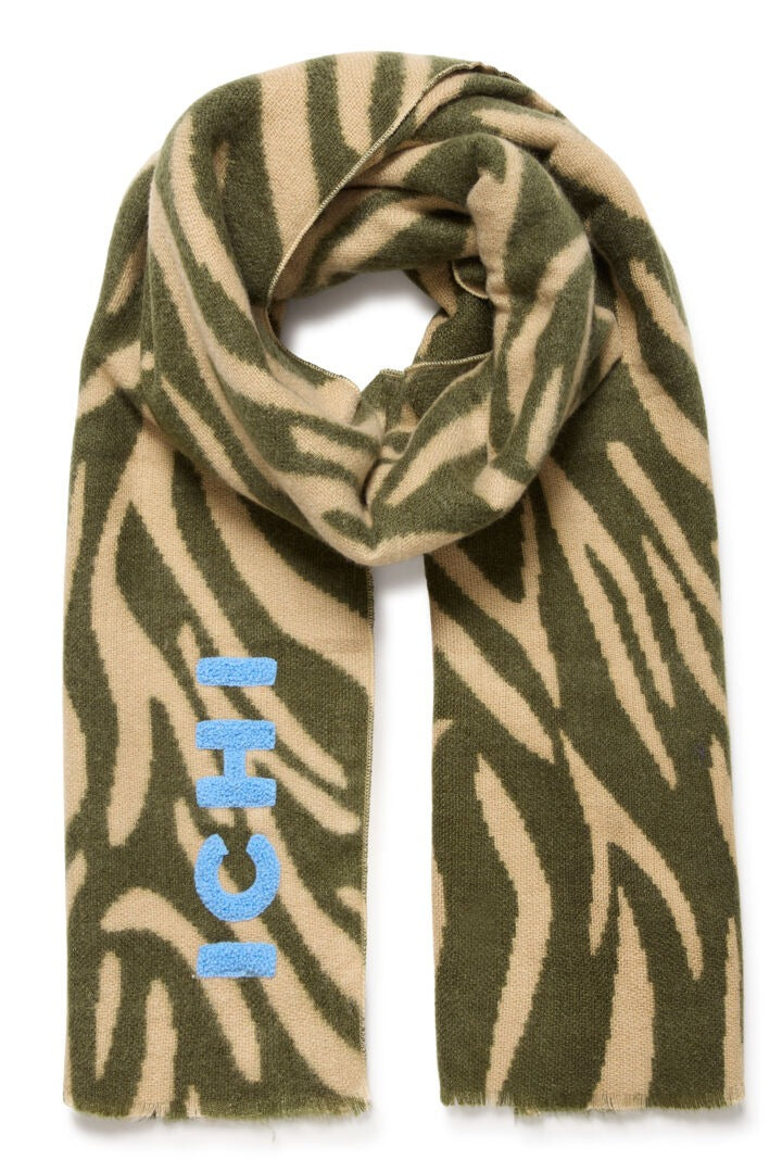 Ichi Zebra Print Knit Scarf