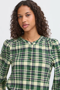 Ichi Checked Print Blouse