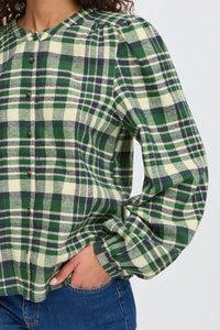 Ichi Checked Print Blouse