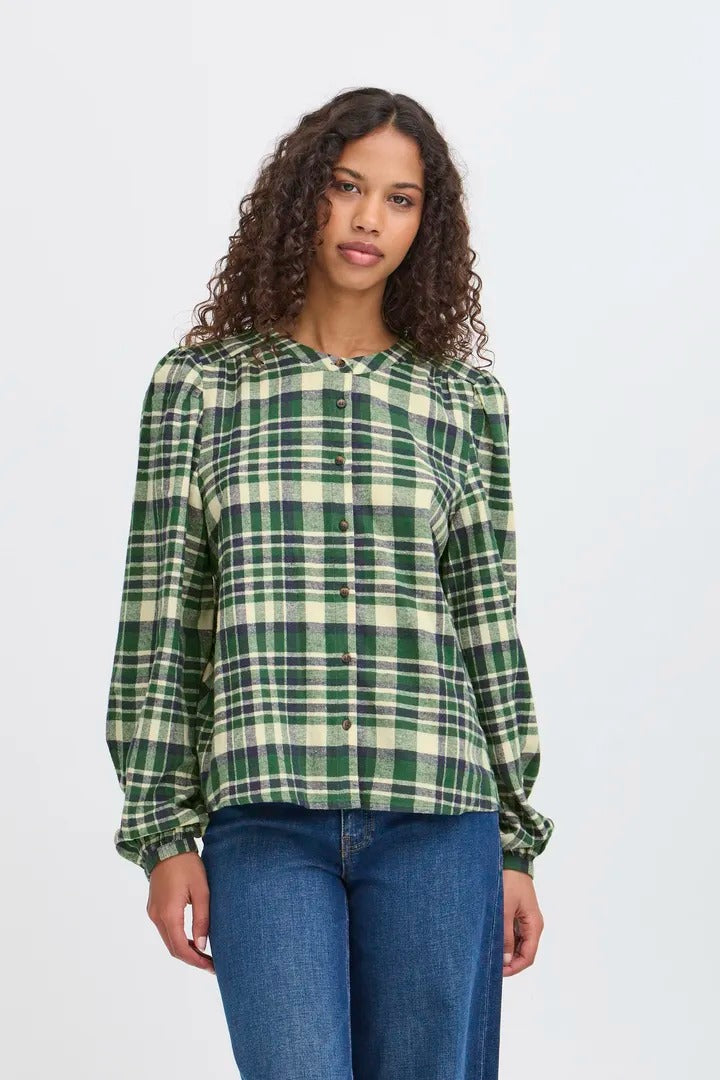 Ichi Checked Print Blouse