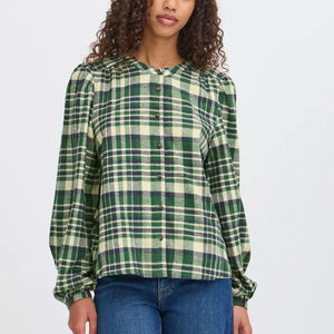 Ichi Checked Print Blouse