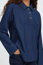 Load image into Gallery viewer, Ichi Half Button Denim Shirt
