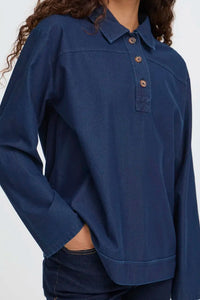 Ichi Half Button Denim Shirt