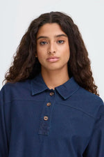 Load image into Gallery viewer, Ichi Half Button Denim Shirt
