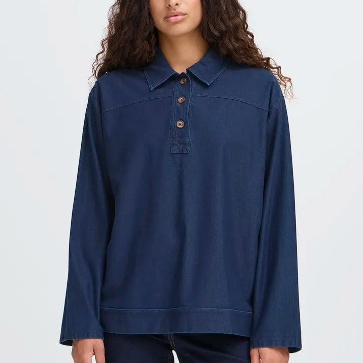 Ichi Half Button Denim Shirt