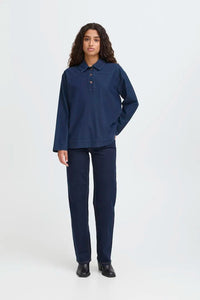 Ichi Half Button Denim Shirt