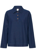 Load image into Gallery viewer, Ichi Half Button Denim Shirt
