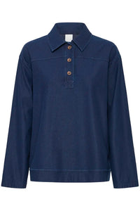 Ichi Half Button Denim Shirt