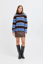 Load image into Gallery viewer, Ichi High Neck Blocked Stripe Jumper
