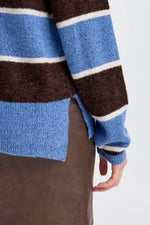 Load image into Gallery viewer, Ichi High Neck Blocked Stripe Jumper
