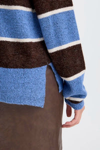 Ichi High Neck Blocked Stripe Jumper