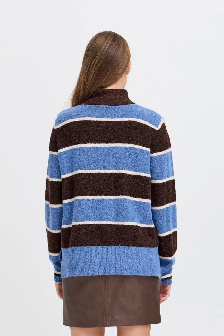 Ichi High Neck Blocked Stripe Jumper