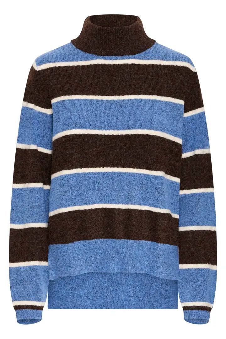 Ichi High Neck Blocked Stripe Jumper