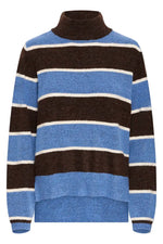 Load image into Gallery viewer, Ichi High Neck Blocked Stripe Jumper
