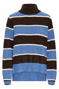 Ichi High Neck Blocked Stripe Jumper