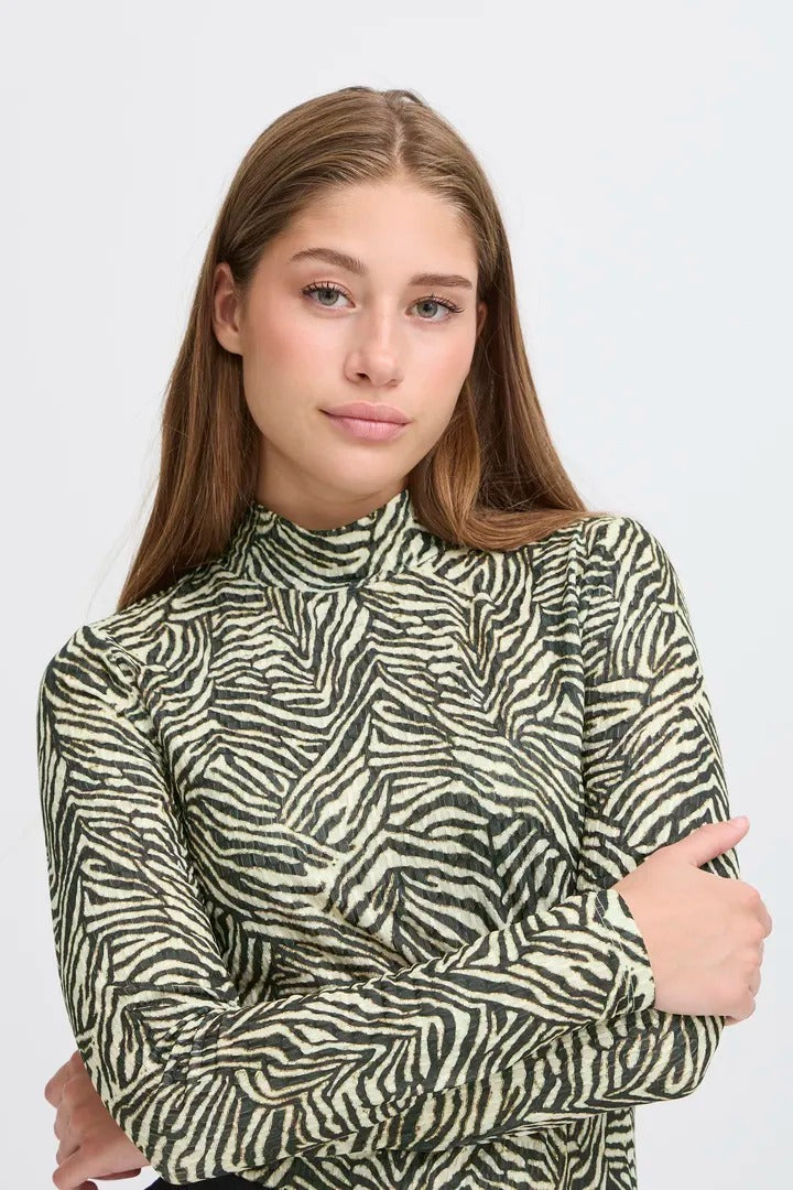 Ichi Zebra Long Sleeve Top