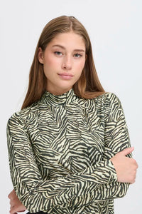 Ichi Zebra Long Sleeve Top