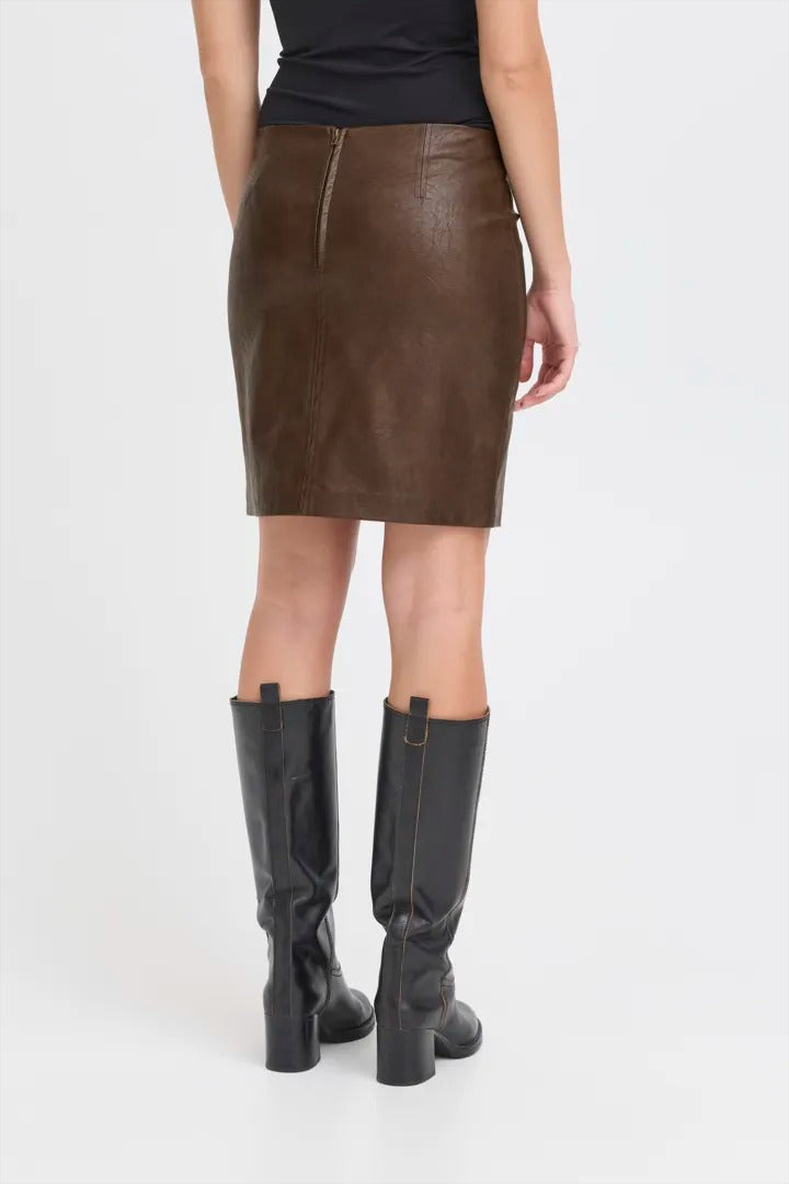 Ichi Faux Leather Skirt