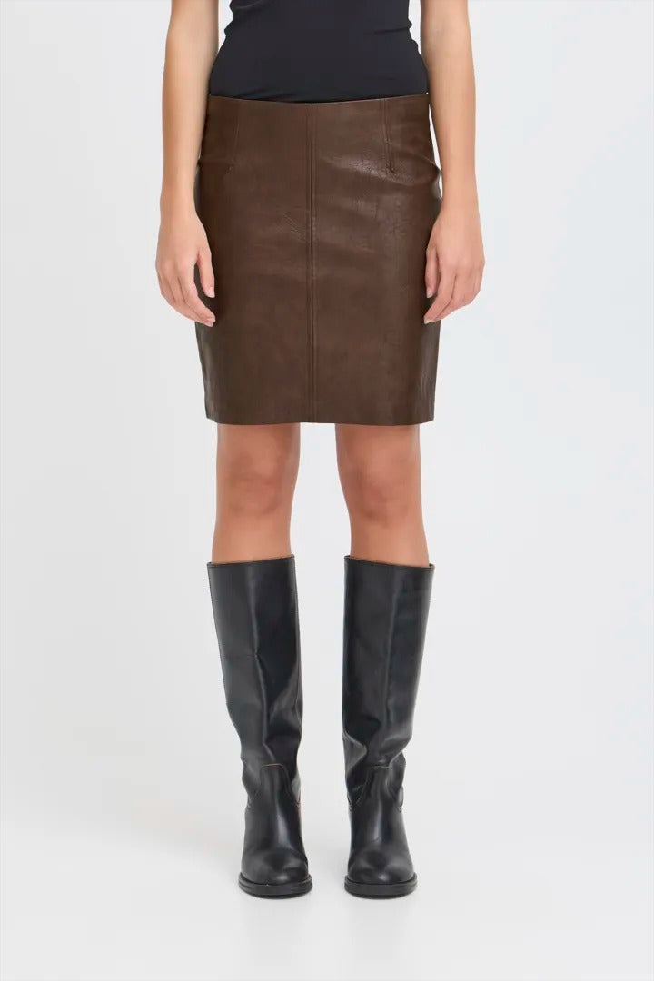 Ichi Faux Leather Skirt