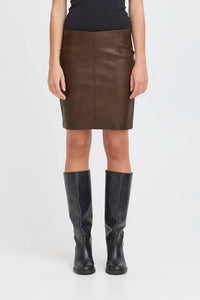 Ichi Faux Leather Skirt