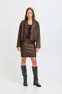 Ichi Faux Leather Skirt