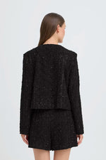 Load image into Gallery viewer, Ichi Cropped Sequin Glitter Jacket
