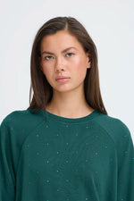 Load image into Gallery viewer, Ichi Crew Neck Diamonte Sweatshirt
