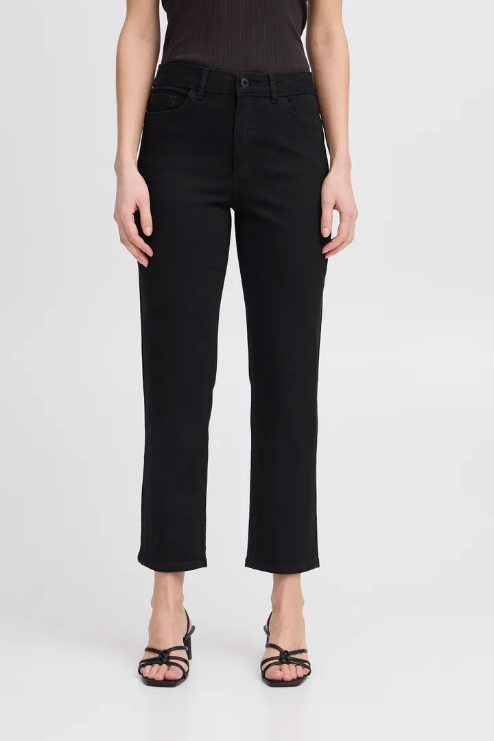 Ichi Raven Straight Leg Cropped Jean