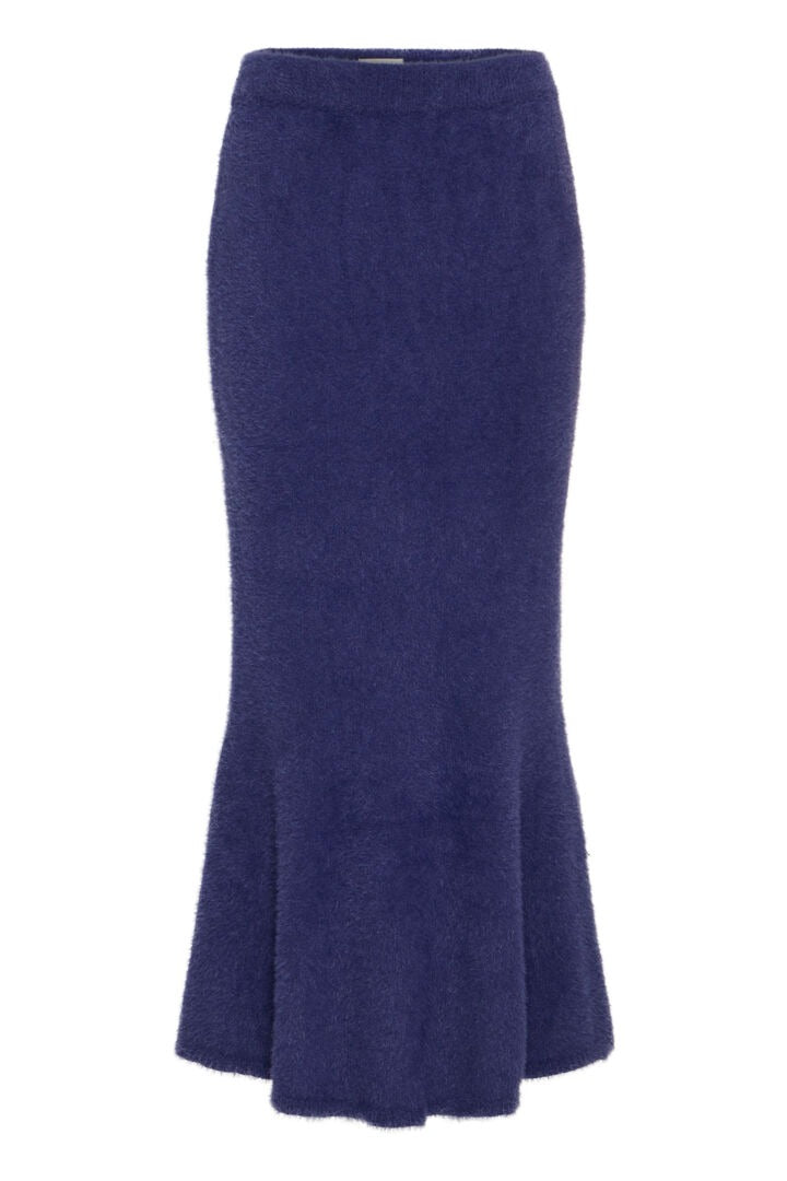 Ichi Flared Knit Midi Skirt
