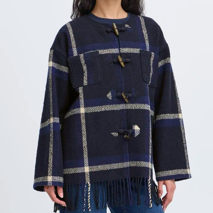 Ichi Plaid Tassel Jacket