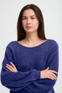 Ichi V-back Button Knit Jumper