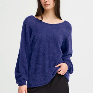 Ichi V-back Button Knit Jumper