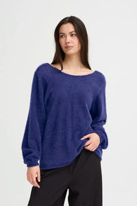 Ichi V-back Button Knit Jumper