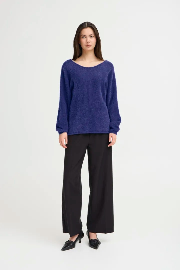 Ichi V-back Button Knit Jumper
