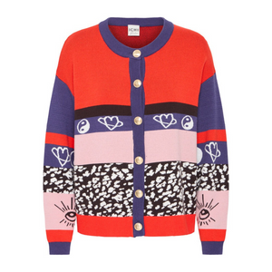 Ichi Colorful Patterned Mix Cardigan