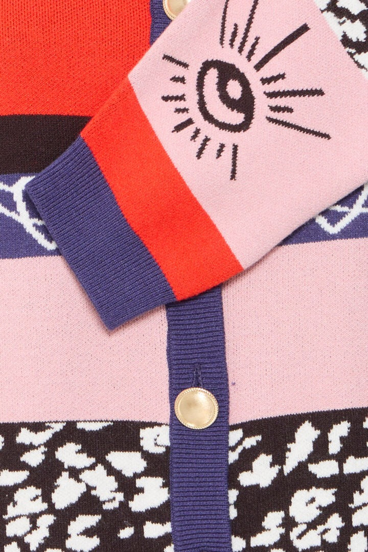 Ichi Colorful Patterned Mix Cardigan