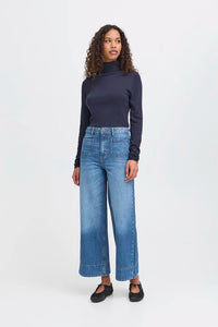 Ichi Cropped Wide Leg Jeans