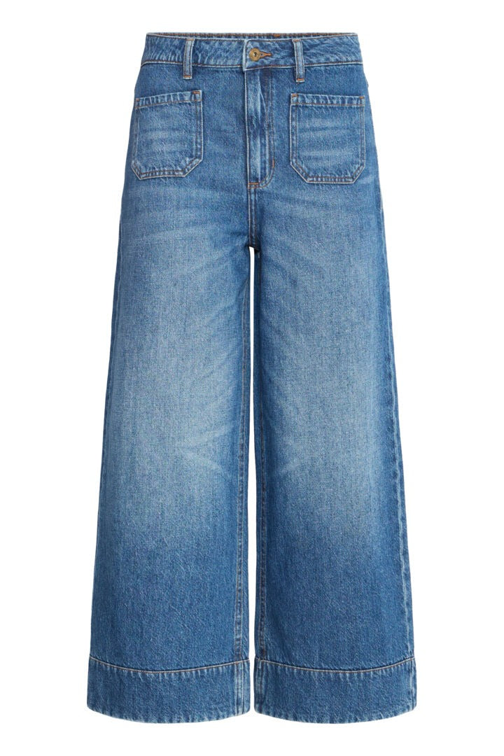 Ichi Cropped Wide Leg Jeans