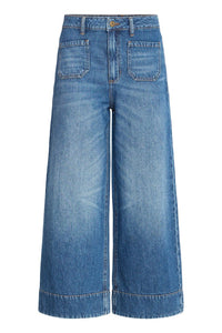 Ichi Cropped Wide Leg Jeans