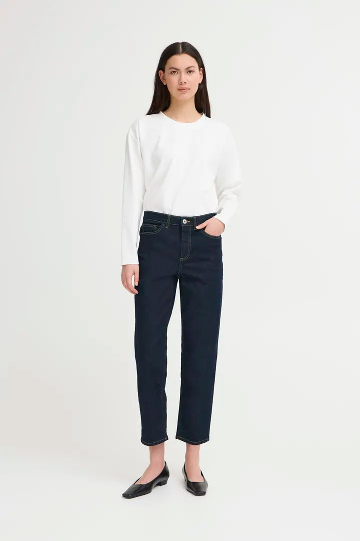 Ichi Raven Straight Leg Cropped Jean
