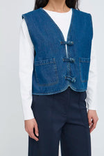 Load image into Gallery viewer, Ichi Denim Tie Front Waistcoat
