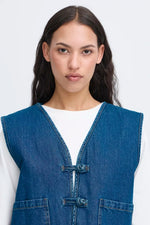 Load image into Gallery viewer, Ichi Denim Tie Front Waistcoat
