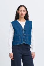 Load image into Gallery viewer, Ichi Denim Tie Front Waistcoat
